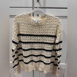 Evereve Cozy Beige and Black Striped Sweater